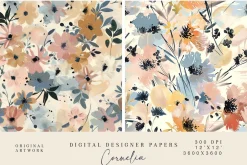 8 meadow flowers seamless patterns