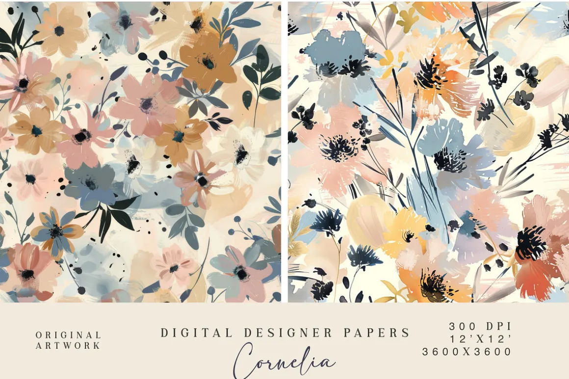 8 meadow flowers seamless patterns