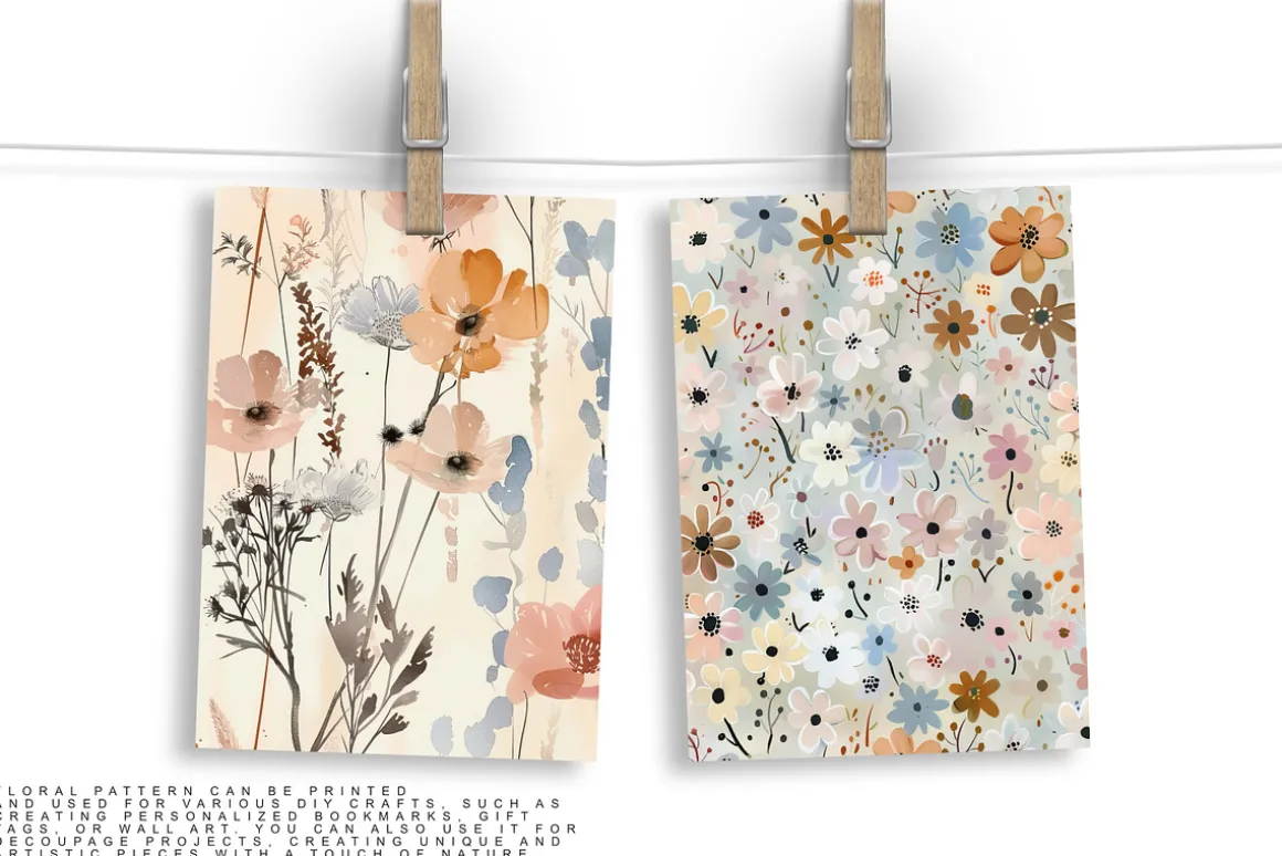 8 meadow flowers seamless patterns