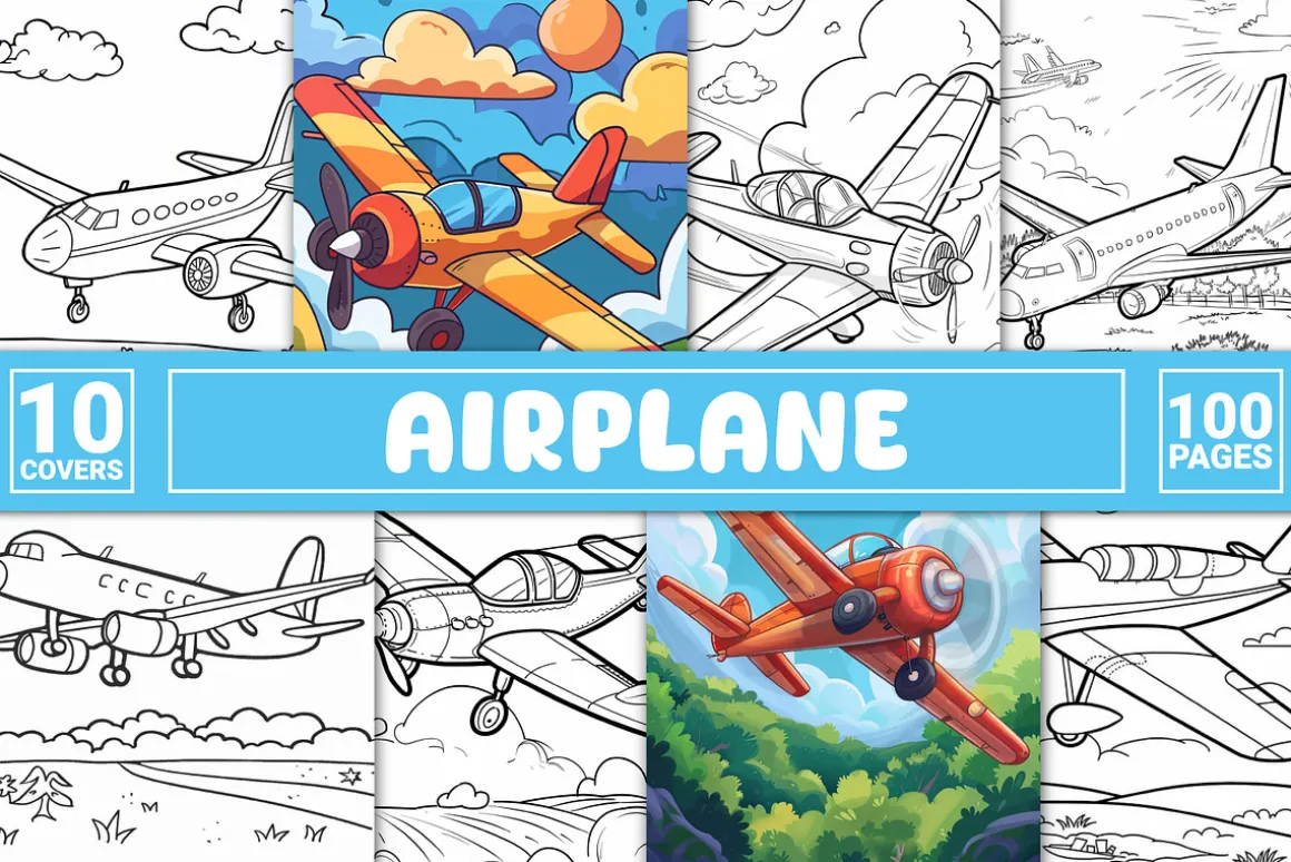 100 Airplane Coloring Pages