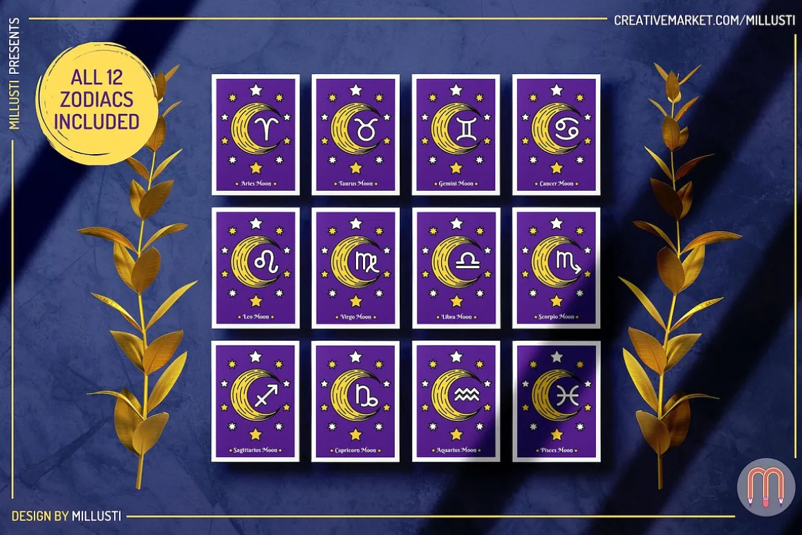 12 Astrology Zodiac Moon Sign Lunar