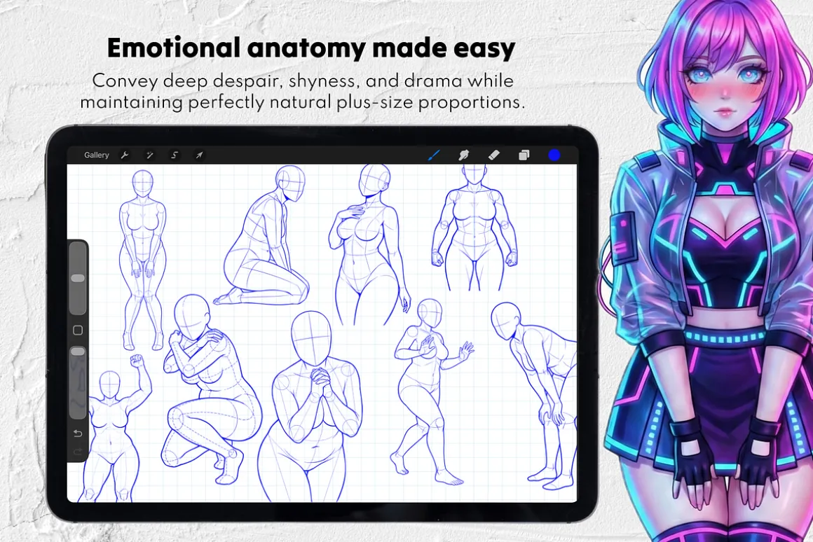 165 Curvy Female Pose Stamps