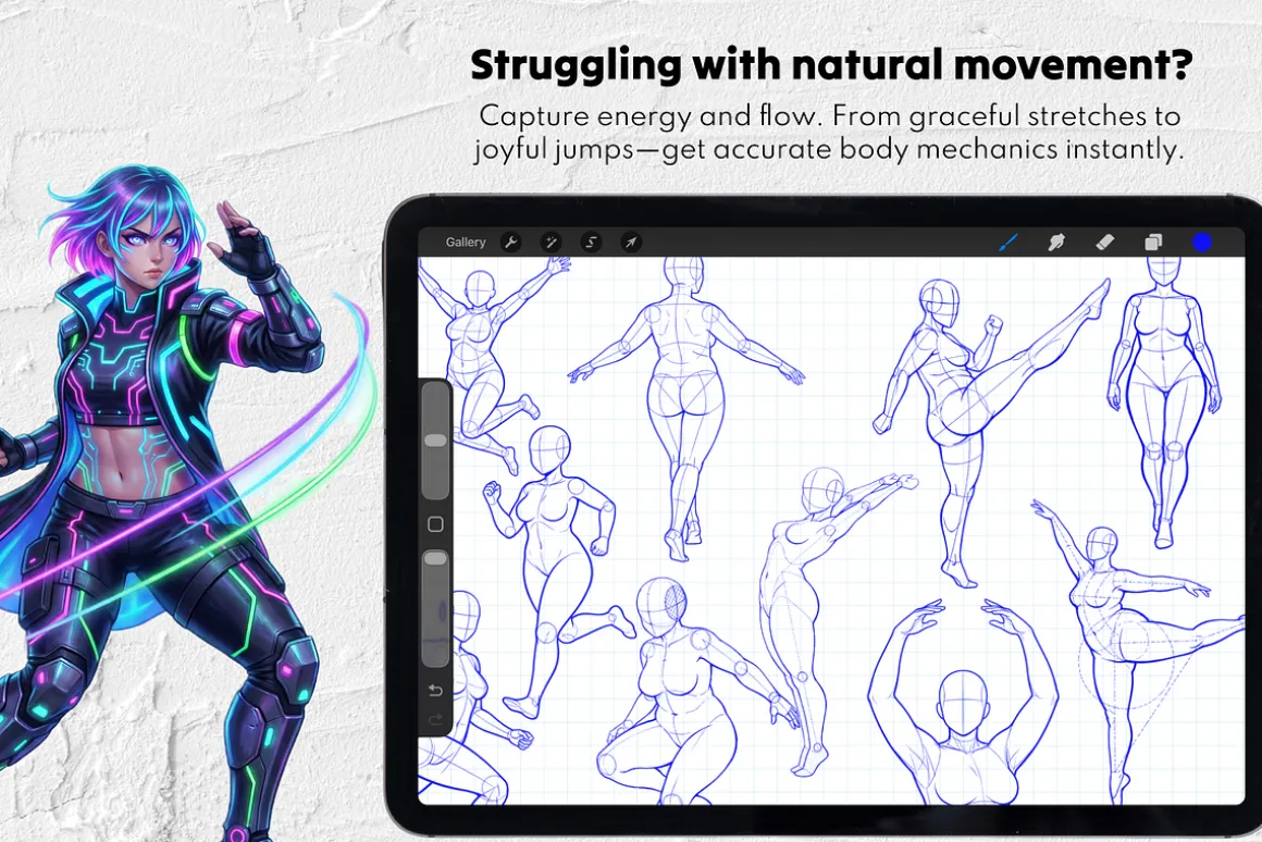 165 Curvy Female Pose Stamps
