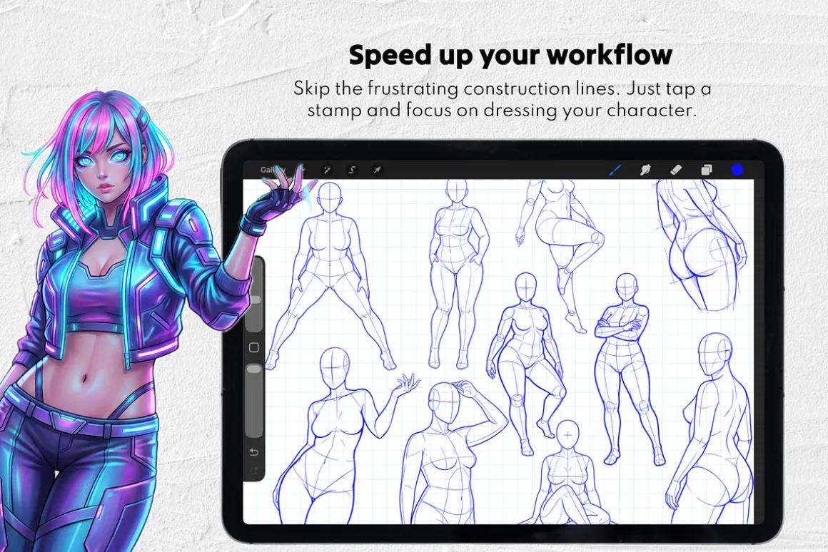165 Curvy Female Pose Stamps