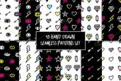 48 Hand Drawn Seamless Patterns Set