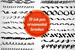 80+ ink brushes set for Illustrator