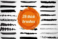 80+ ink brushes set for Illustrator