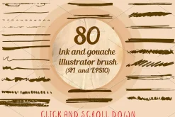 80+ ink brushes set for Illustrator