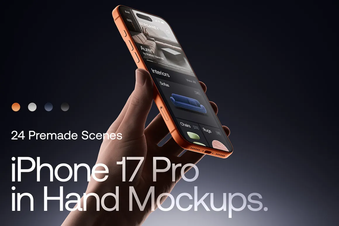 24 iPhone 17 Pro in Hand Mockups
