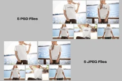 5 Mockup T-Shirt on a Woman
