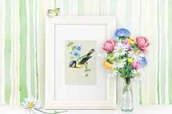 30% OFF! Watercolor Flowers and Bird