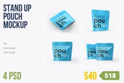 4 PSD Stand-up Pouch Mockup (square)