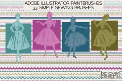 33 Simple Sewing Brushes-Illustrator