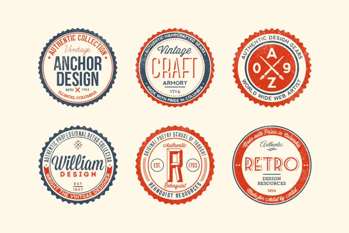 11 Trendy Vintage Badges Volume 1