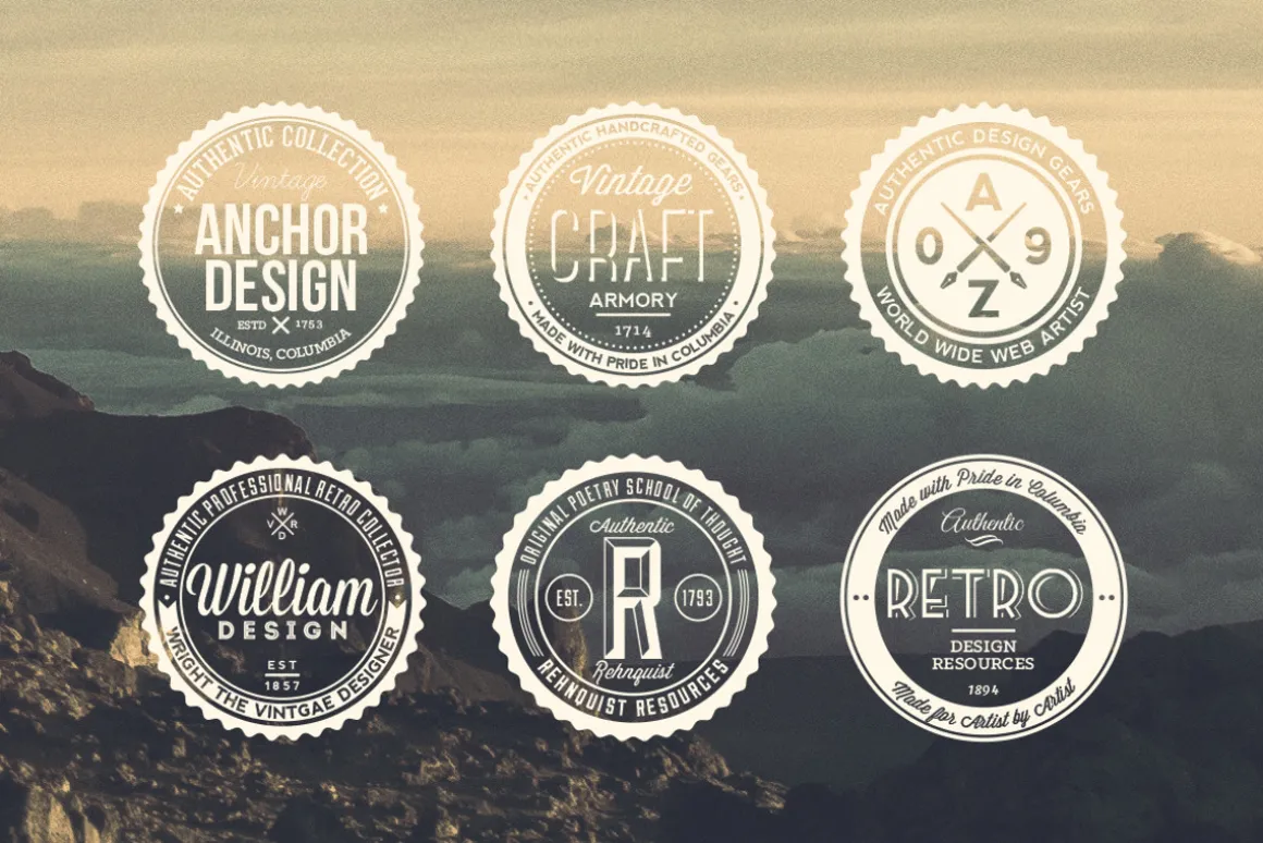 11 Trendy Vintage Badges Volume 1