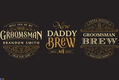 3 Wedding Gift Beer or Whiskey Logos