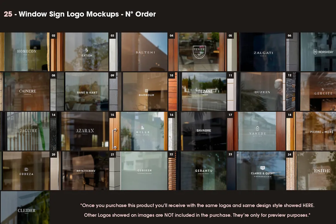 25 Window Signs Logo Mockups - V2