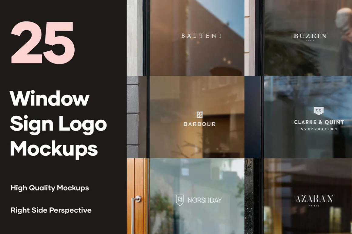 25 Window Signs Logo Mockups - V2