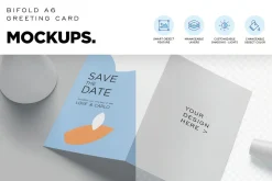A6 Bifold Greeting Card Mockups