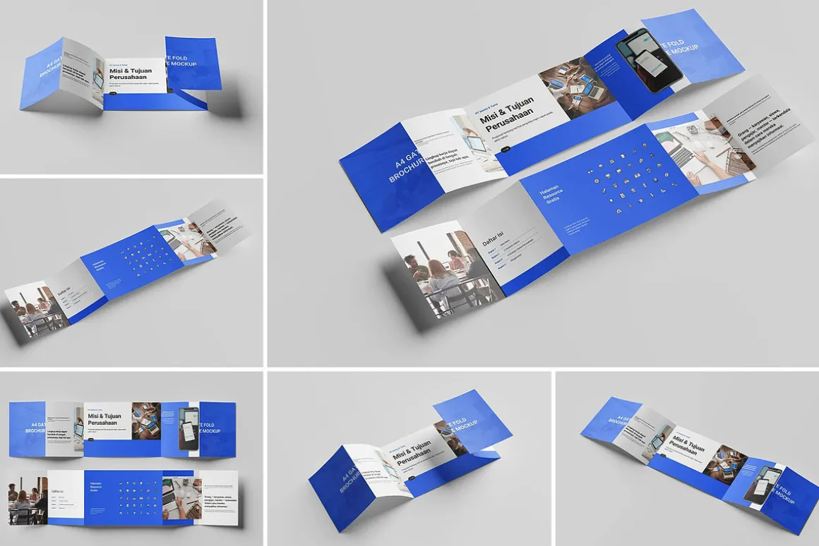 A4 Gate Fold Brochure Mockup