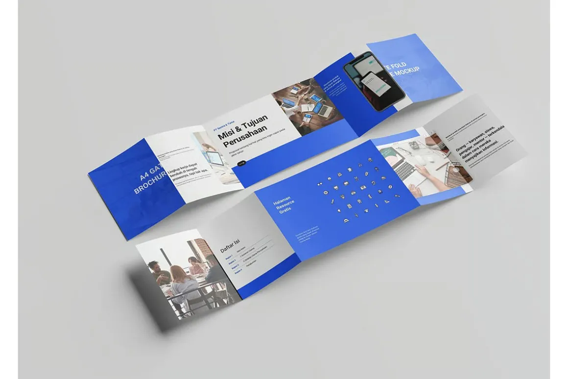 A4 Gate Fold Brochure Mockup