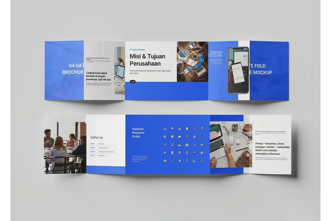A4 Gate Fold Brochure Mockup