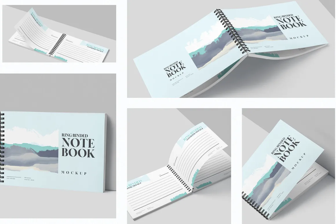 A5 Landscape Ring Bind Book Mockups