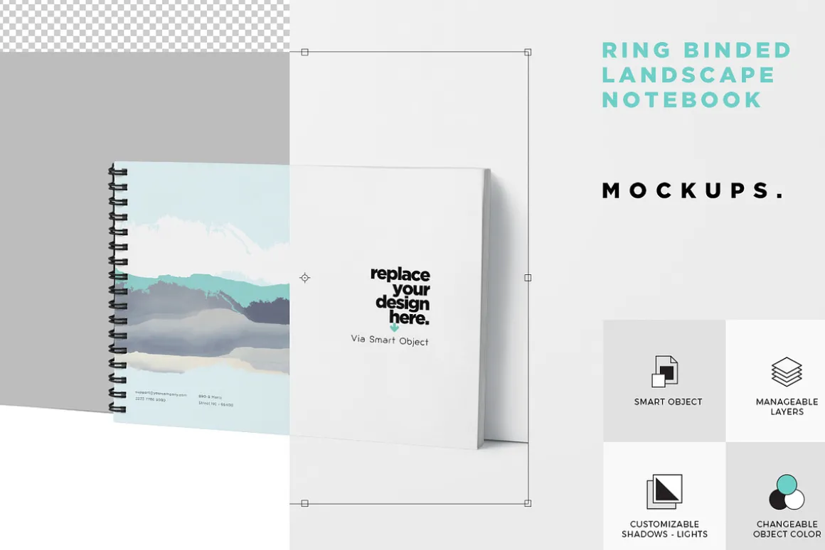A5 Landscape Ring Bind Book Mockups