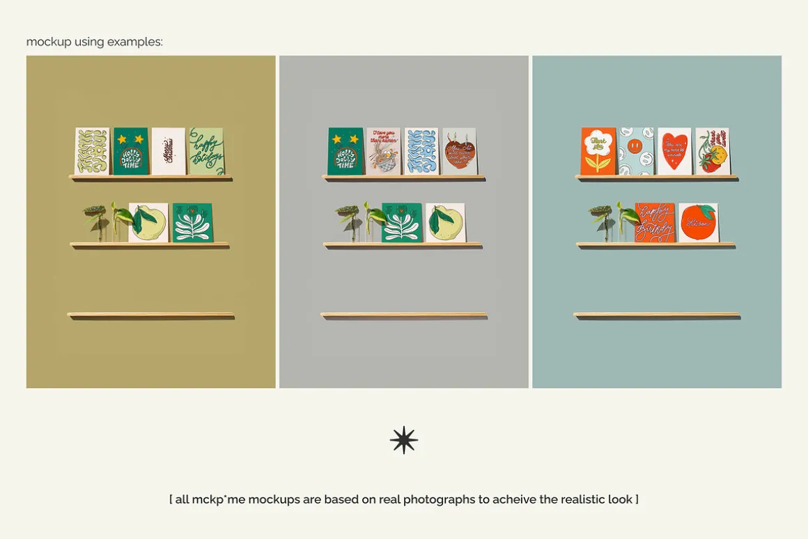 A5/A6/B6/5x7 cards on shelves mockup