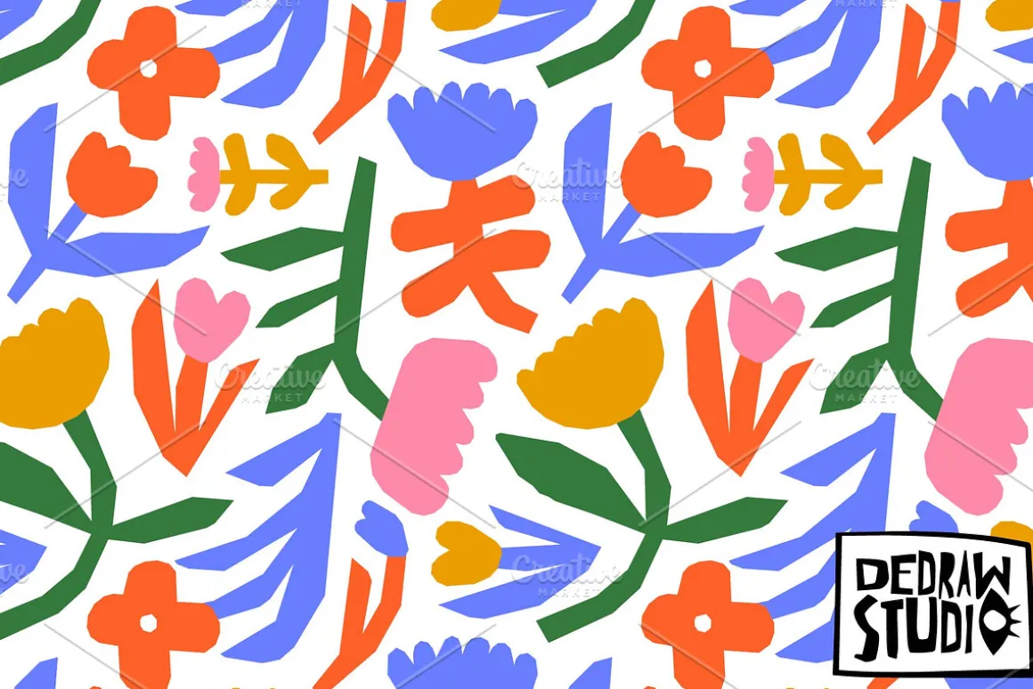 Abstract Flower Collage Pattern