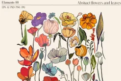 Abstract flowers and leaves