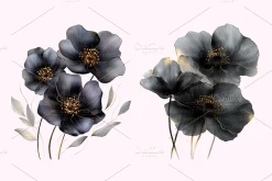 Abstract Black Flowers Clipart