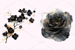 Abstract Black Flowers Clipart