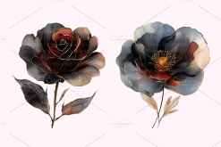 Abstract Black Flowers Clipart