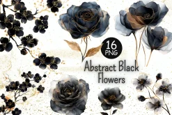 Abstract Black Flowers Clipart