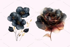 Abstract Black Flowers Clipart