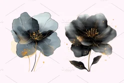 Abstract Black Flowers Clipart
