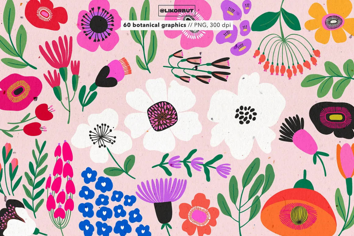Abstract Modern Floral Graphics