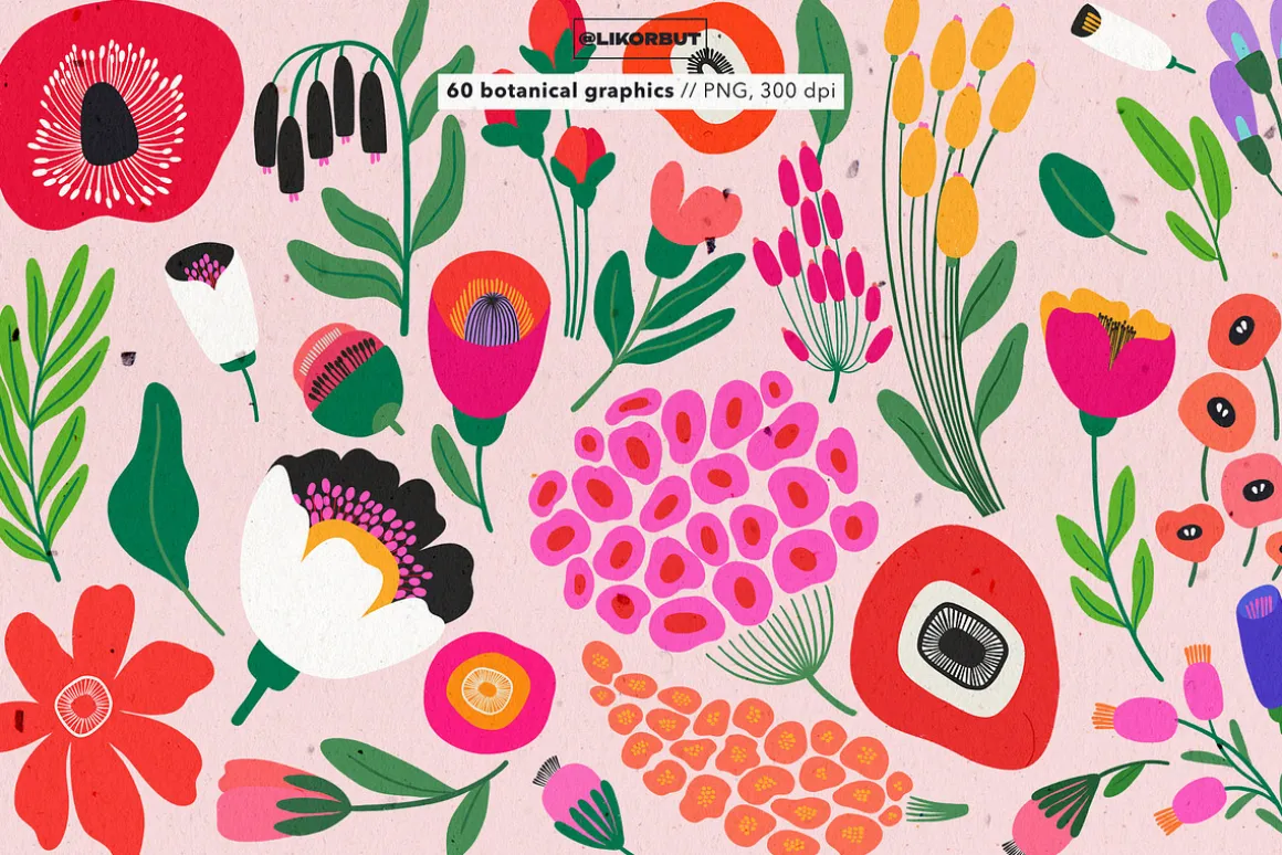 Abstract Modern Floral Graphics