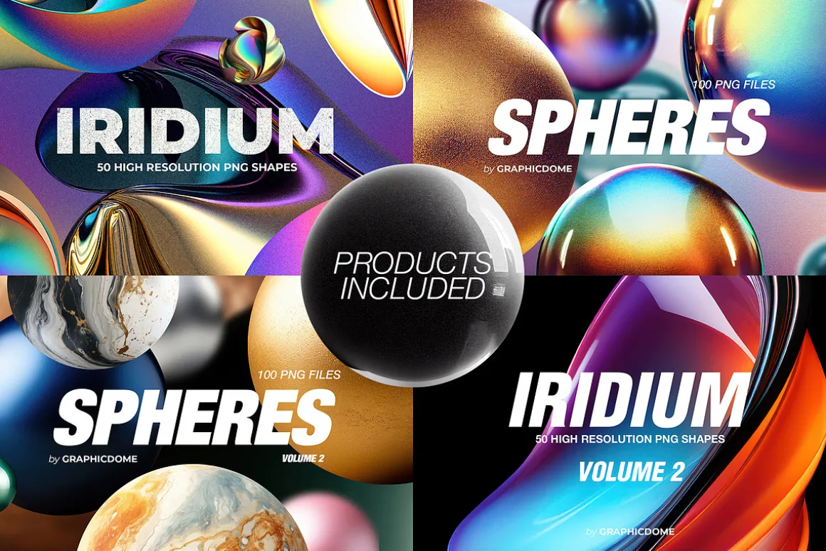 310 Abstract & Sphere PNG Elements