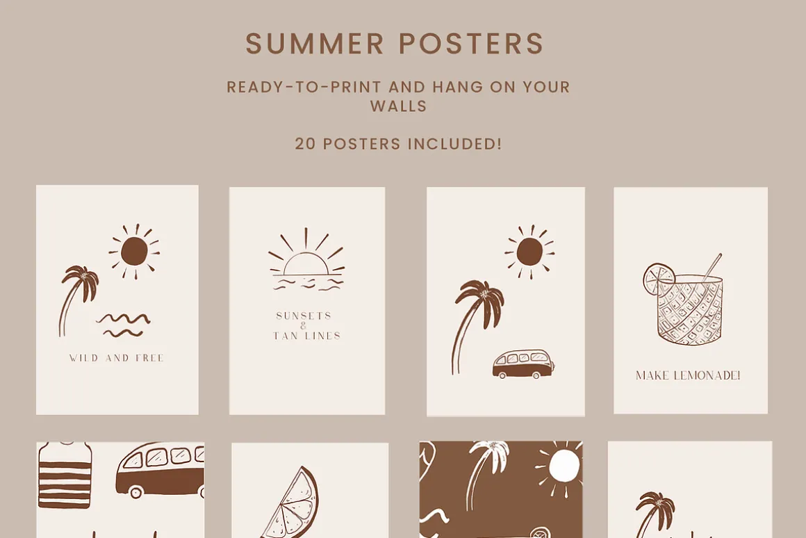 Abstract Summer Line Art & Poster