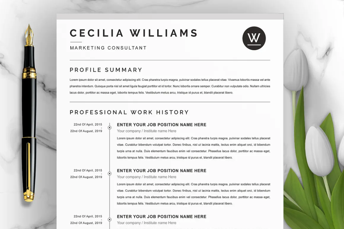 A4 Curriculum Vitae + Cover Letter
