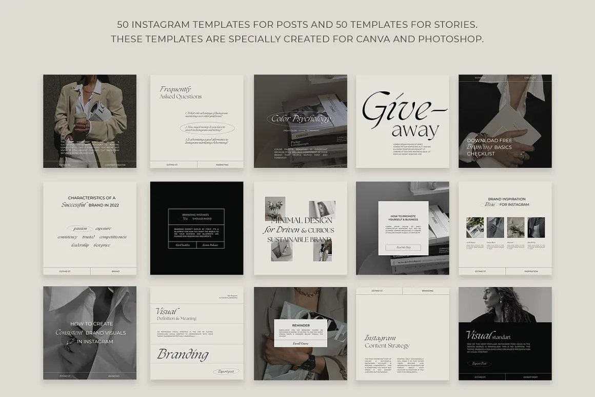 600 Aesthetic Instagram Templates