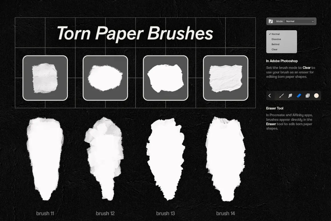 Affinity Paper Torn Paper Brushes
