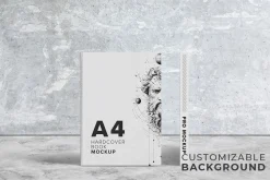 A4 Hardcover Book Mockup Front-Spine