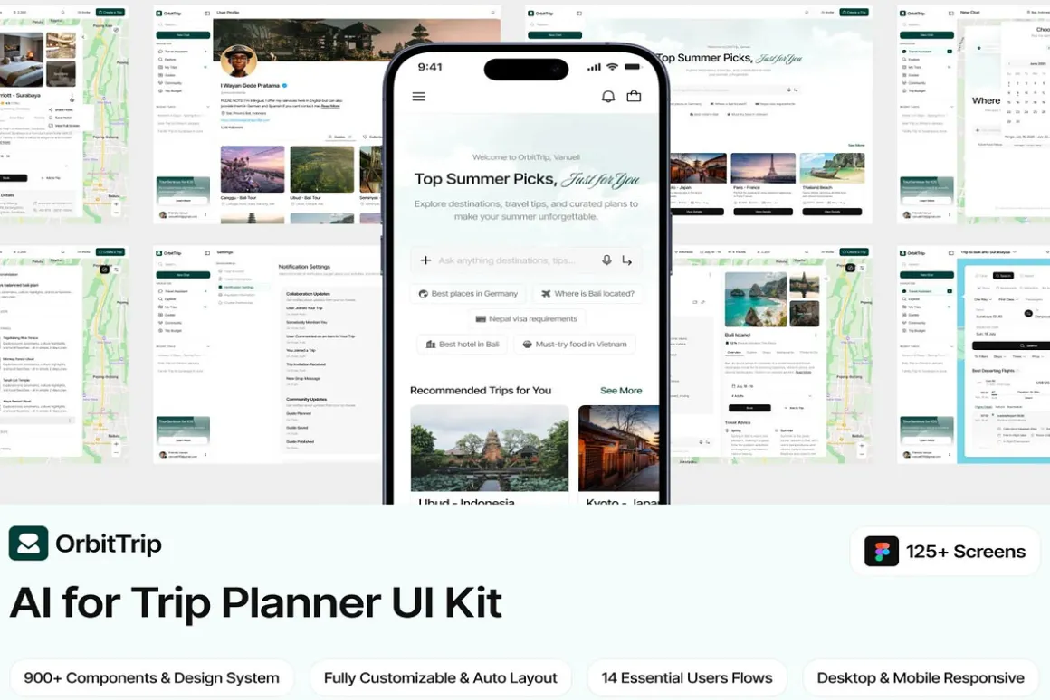AI for Trip Planner Web App UI Kit