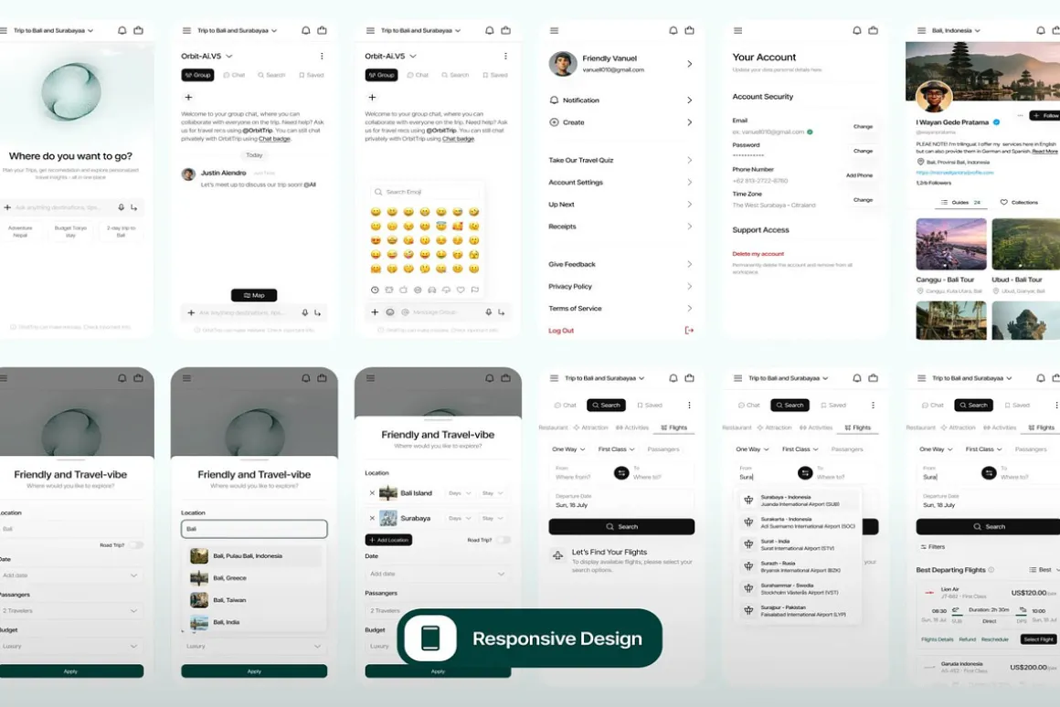 AI for Trip Planner Web App UI Kit