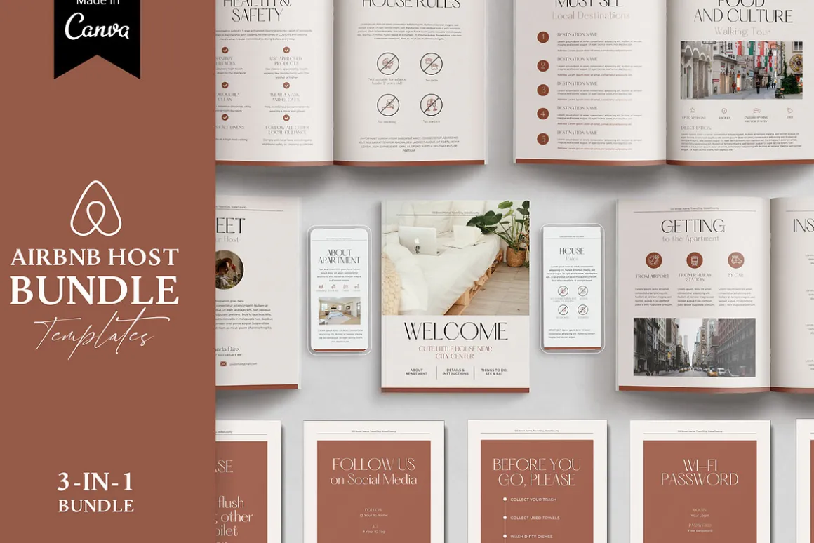 Airbnb host BUNDLE Canva templates