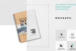 A5 Kraft Paper Spiral Book Mockups