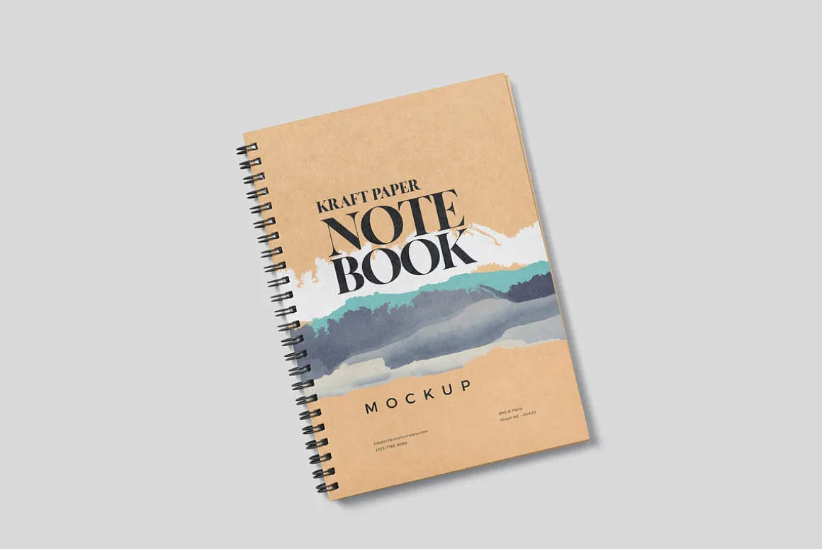 A5 Kraft Paper Spiral Book Mockups